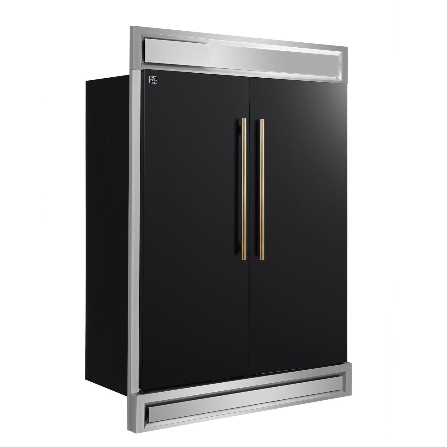 Forno Maderno 60-Inch Convertible Refrigerator and Freezer Combo, 27.2 Cu. Ft., Black with Antique Brass Handles, Trim Kit Included (Model FFFFD1722-60MG-BLK)