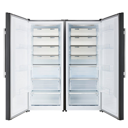 Forno Maderno 60-Inch Convertible Refrigerator and Freezer Combo, 27.2 Cu. Ft., Black with Antique Brass Handles, Trim Kit Included (Model FFFFD1722-60MG-BLK)