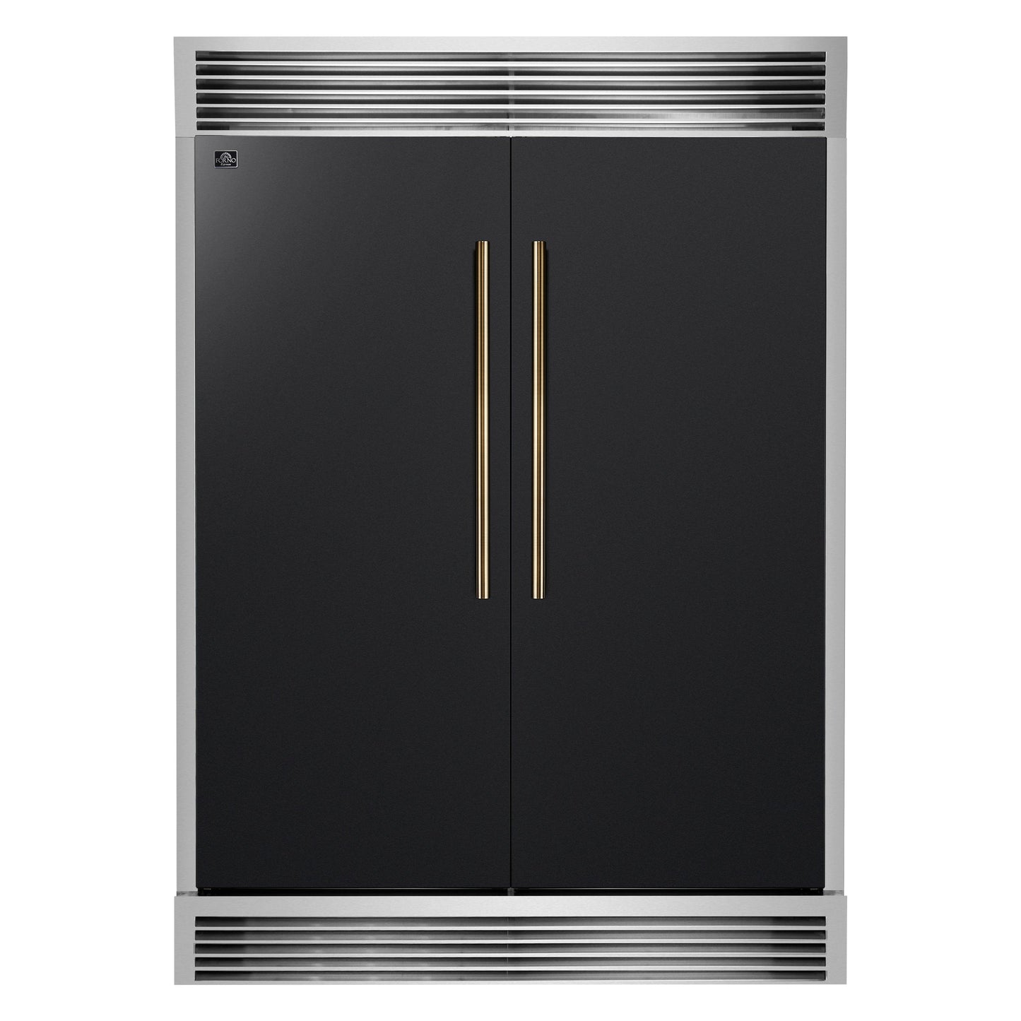 FORNO Maderno 60 in. 27.2 cu. ft. Convertible Refrigerator Freezer Combo with Grill Trim Kit, Black with Antique Brass Handles (Model FFFFD1722-60SG-BLK)