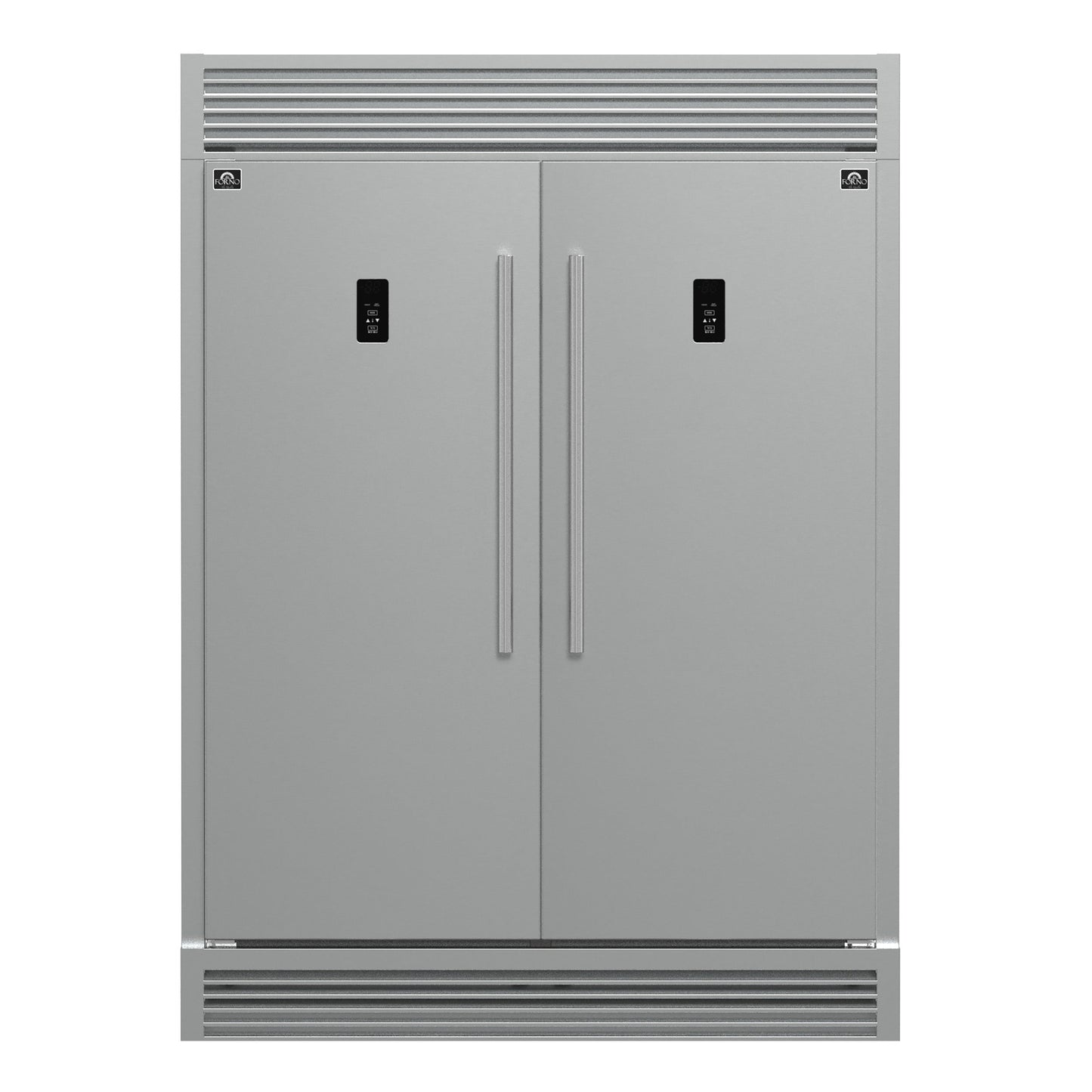 FORNO Fortezza 60-Inch Freestanding Refrigerator Freezer with Automatic Ice Maker, Stainless Steel with Grill Trim Kit (Model FFFFD1738-60SG)