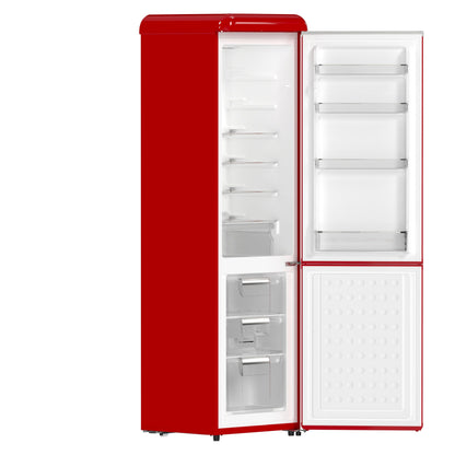 FORNO Storico 22-Inch Retro Freestanding Refrigerator, 9.0 cu ft, Red, Silver Handle, Model FFFFD1745-22RED
