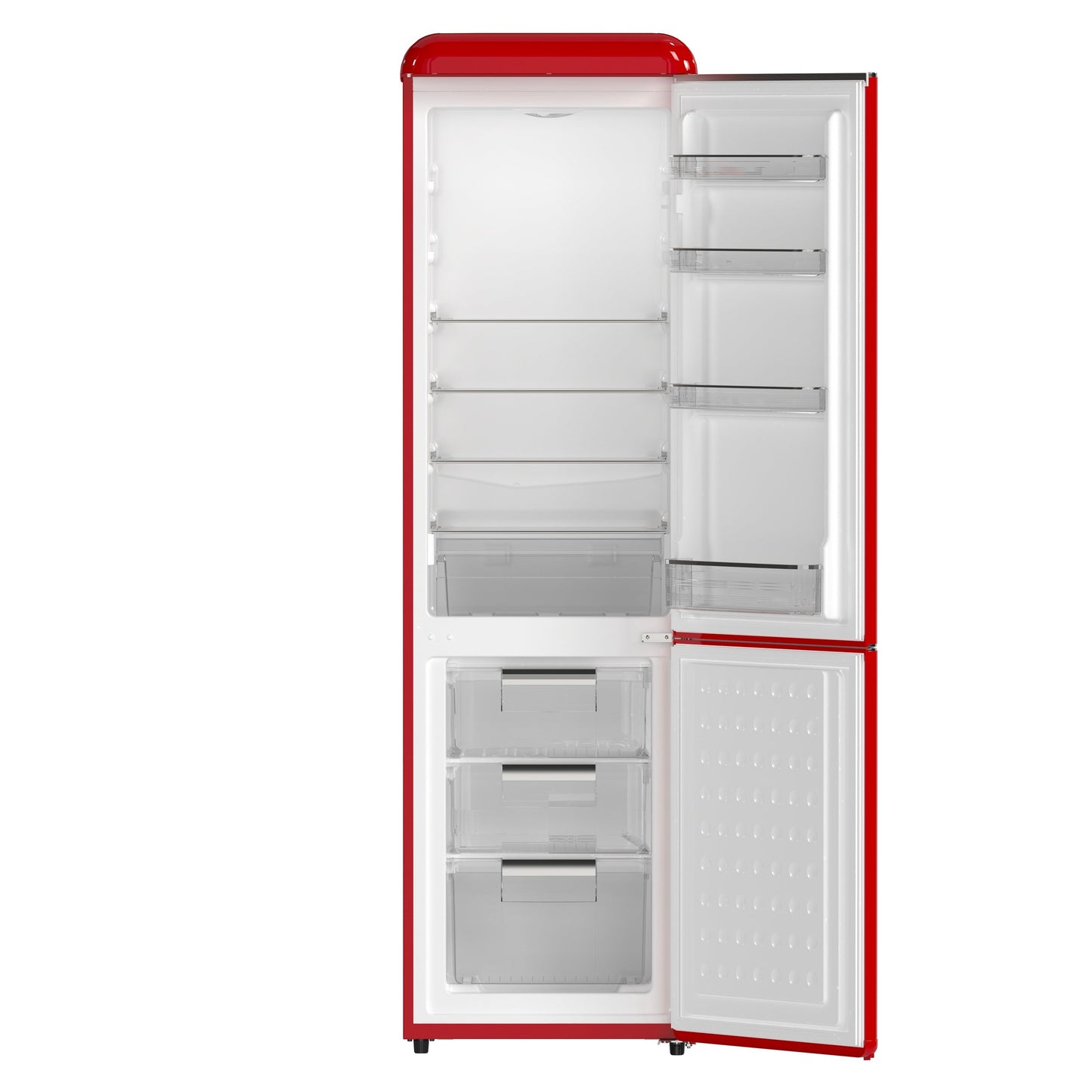 FORNO Storico 22-Inch Retro Freestanding Refrigerator, 9.0 cu ft, Red, Silver Handle, Model FFFFD1745-22RED