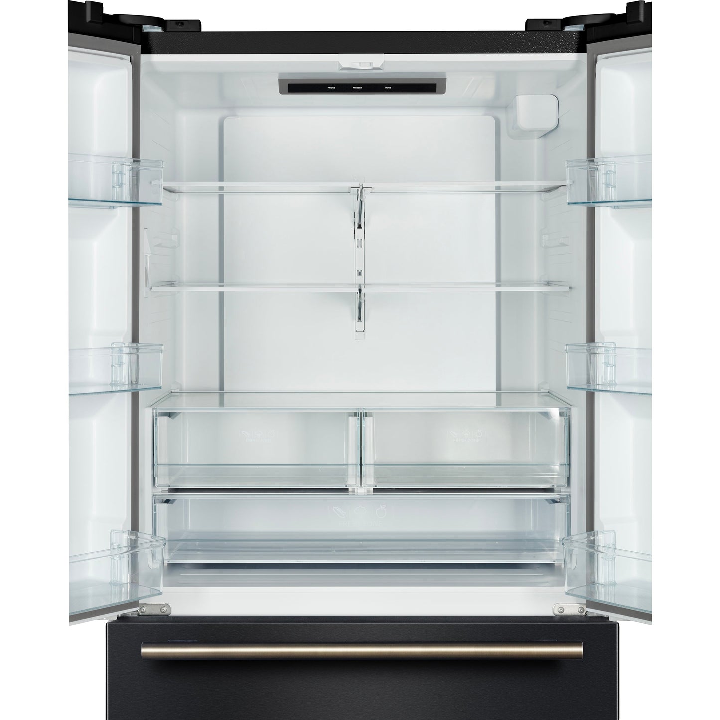 Forno Rivello 36-Inch French Door Refrigerator, Standard Depth, Water & Ice Dispenser, Black with Antique Brass Accents (Model FFFFD1783-36BLK)
