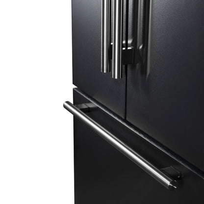 FORNO Rivello 36-Inch French Door Refrigerator, Standard Depth, Water and Ice Dispenser, Black with Stainless Steel Accents (FFFFD1783-36BLK)