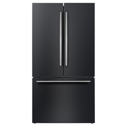 FORNO Rivello 36-Inch French Door Refrigerator, Standard Depth, Water and Ice Dispenser, Black with Stainless Steel Accents (FFFFD1783-36BLK)