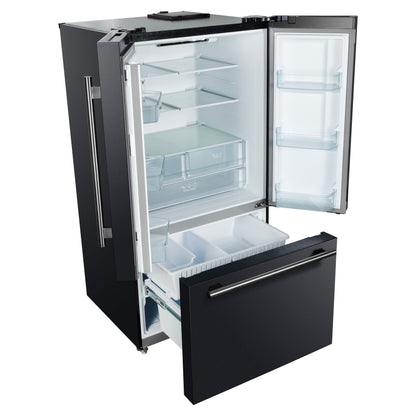 FORNO Rivello 36-Inch French Door Refrigerator, Standard Depth, Water and Ice Dispenser, Black with Stainless Steel Accents (FFFFD1783-36BLK)