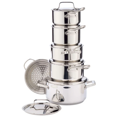 Serary Signature 12-Piece Stainless Steel Cookware Set – Aluminum Core, Induction Compatible