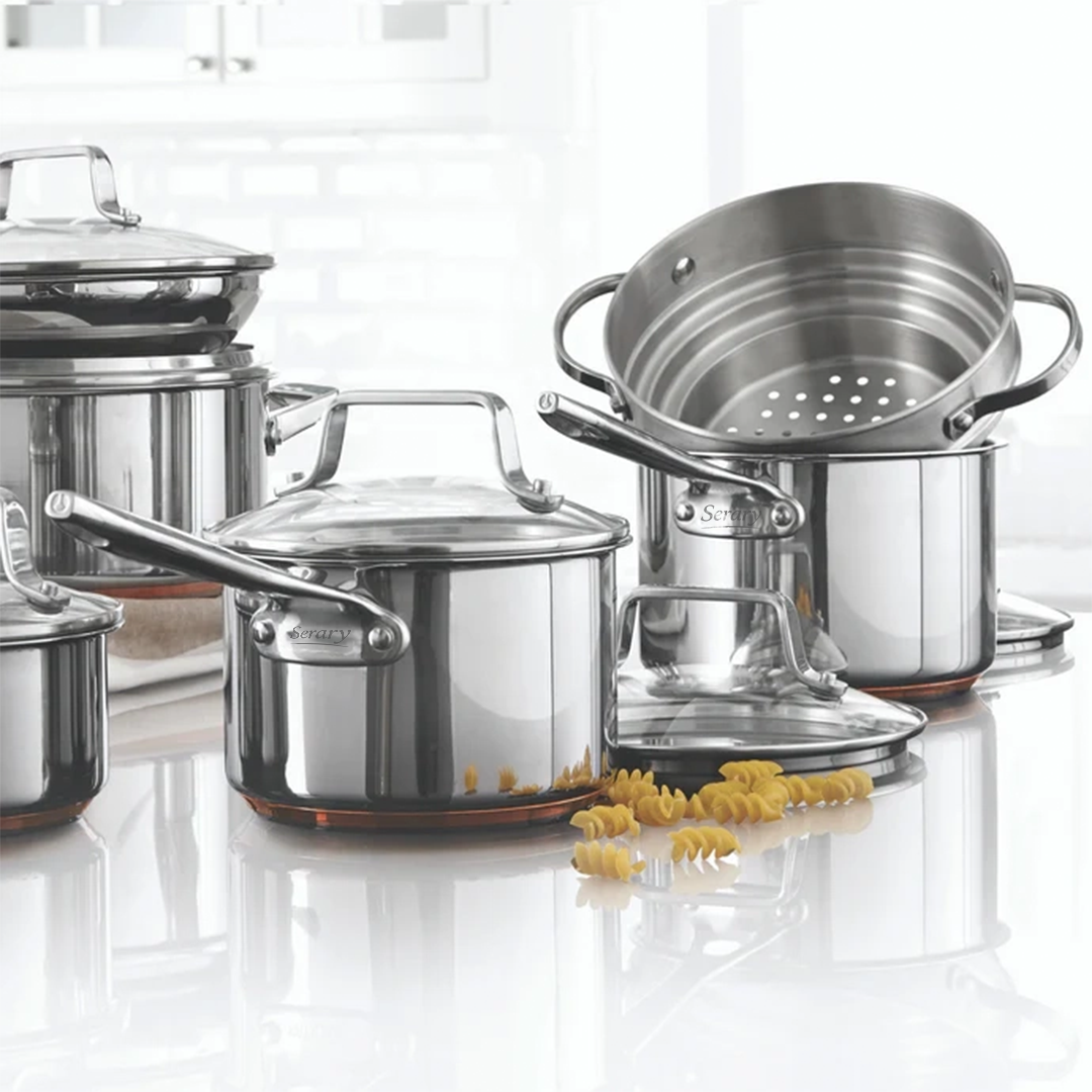 Serary 12-Piece 5-Ply Copper Core Stainless Steel Cookware Set