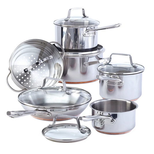 Serary 12-Piece 5-Ply Copper Core Stainless Steel Cookware Set