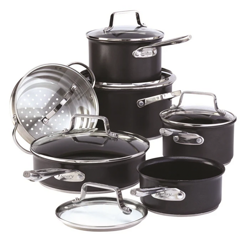 Serary 12-Piece Hard-Anodized Nonstick Cookware Set