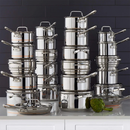 Serary Professional 12-Piece 5-Ply Copper Core Stainless Steel Cookware Set