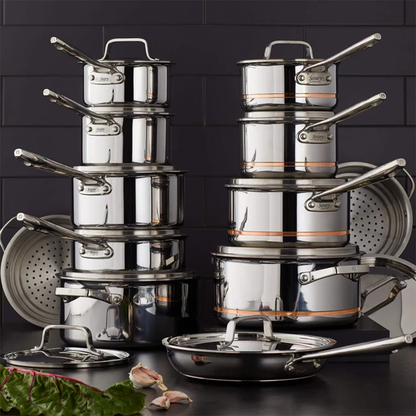 Serary Professional 12-Piece 5-Ply Copper Core Stainless Steel Cookware Set