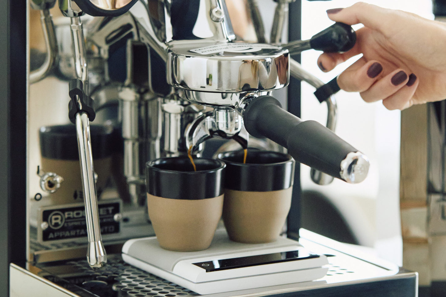 Rocket Espresso Appartamento TCA Espresso Machine - Black with Black Stripe