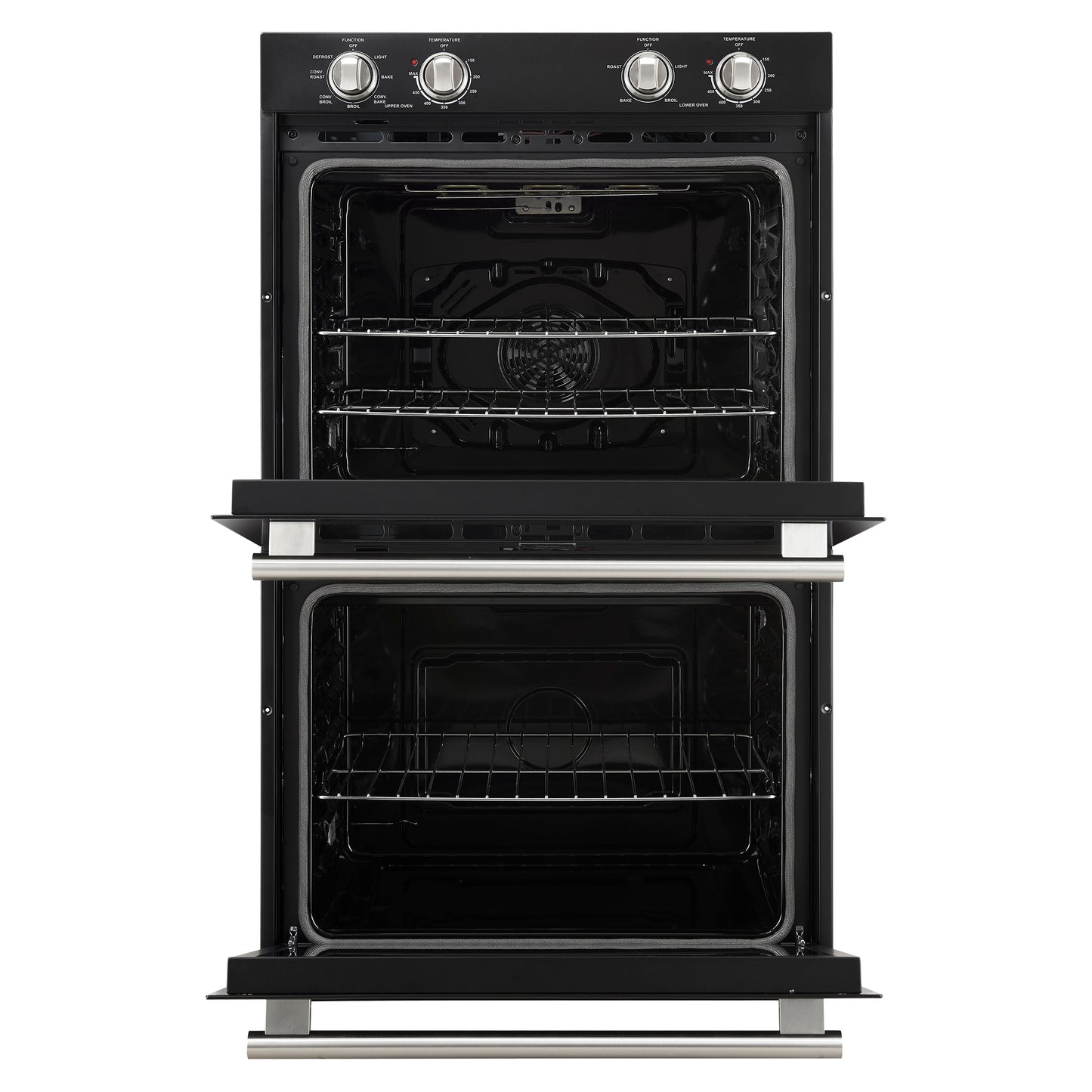 FORNO Espresso Vomero 30-Inch Electric Double Wall Oven, 10 Cu. Ft., Black with Stainless Steel Accents (FBOEL1324-30BLK)