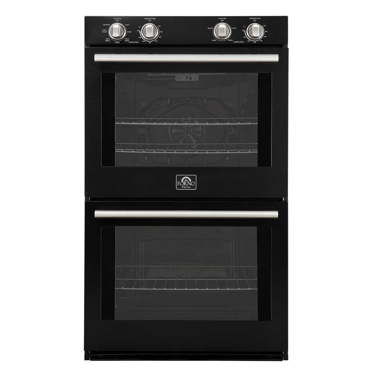 FORNO Espresso Vomero 30-Inch Electric Double Wall Oven, 10 Cu. Ft., Black with Stainless Steel Accents (FBOEL1324-30BLK)