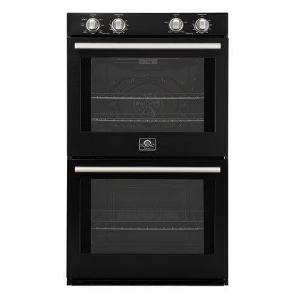 FORNO Espresso Vomero 30-Inch Electric Double Wall Oven, 10 Cu. Ft., Black with Stainless Steel Accents (FBOEL1324-30BLK)