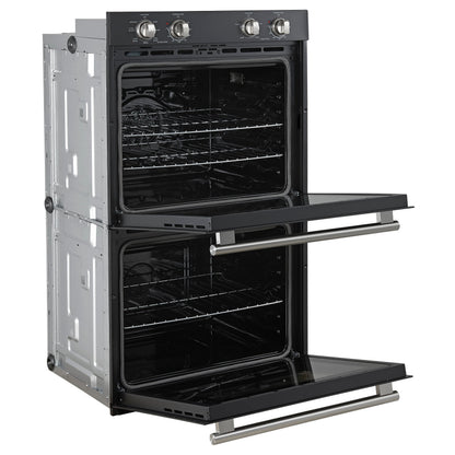 FORNO Espresso Vomero 30-Inch Electric Double Wall Oven, 10 Cu. Ft., Black with Stainless Steel Accents (FBOEL1324-30BLK)