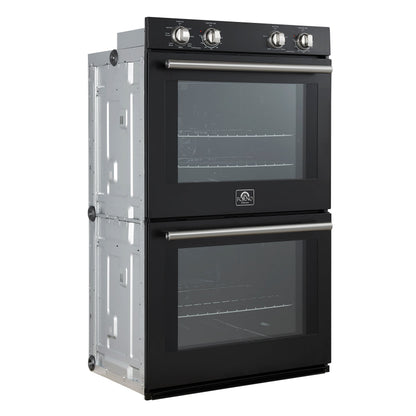 FORNO Espresso Vomero 30-Inch Electric Double Wall Oven, 10 Cu. Ft., Black with Stainless Steel Accents (FBOEL1324-30BLK)