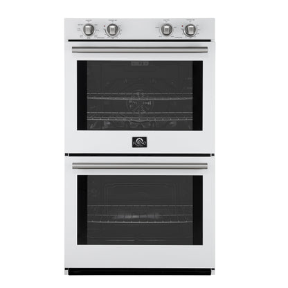 FORNO Espresso Vomero 30-Inch Electric Double Wall Oven, 10.0 cu. ft., White with Stainless Steel Accents (FBOEL1324-30WHT)