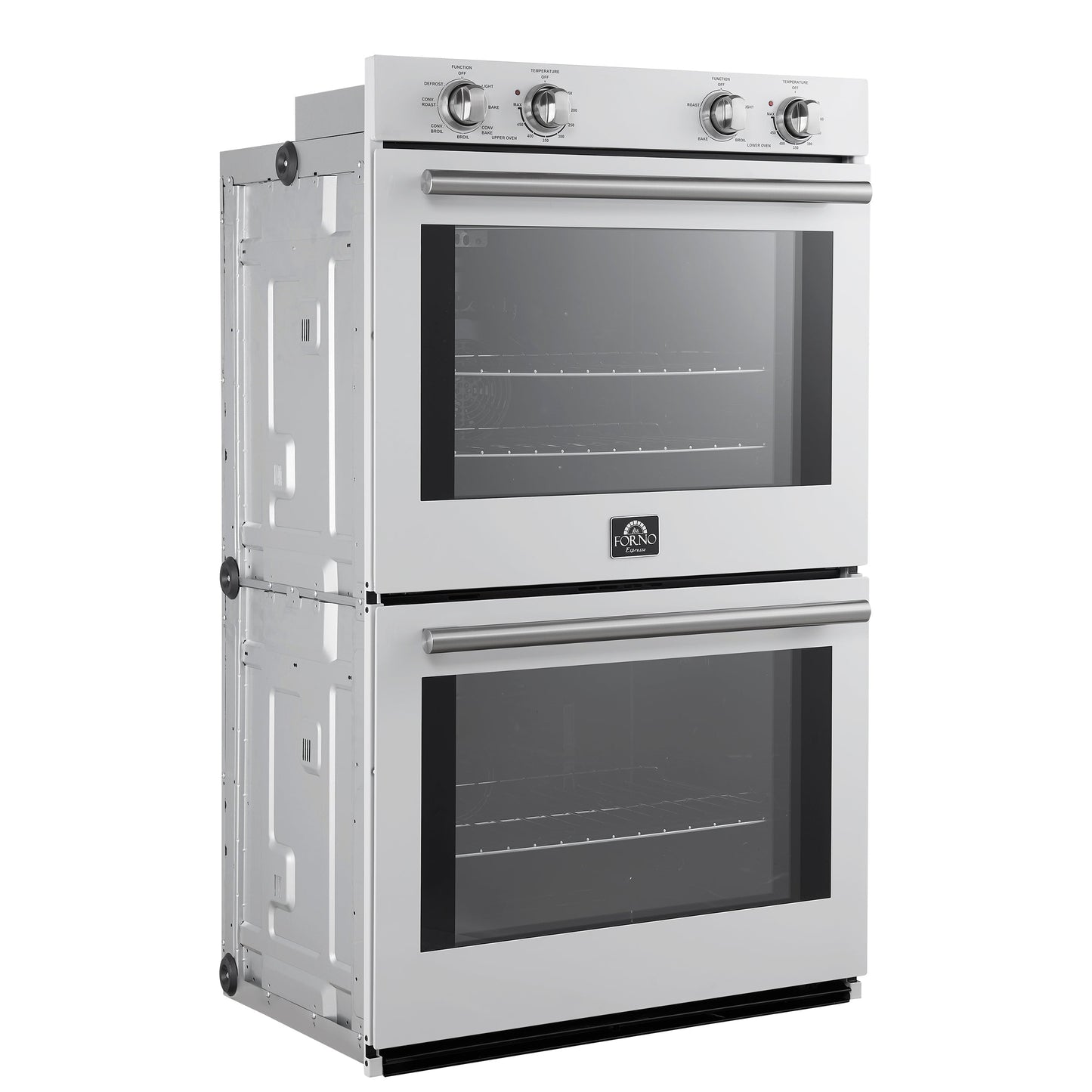 FORNO Espresso Vomero 30-Inch Electric Double Wall Oven, 10.0 cu. ft., White with Stainless Steel Accents (FBOEL1324-30WHT)
