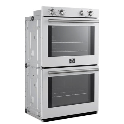 FORNO Espresso Vomero 30-Inch Electric Double Wall Oven, 10.0 cu. ft., White with Stainless Steel Accents (FBOEL1324-30WHT)