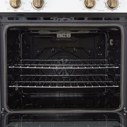 FORNO Espresso Vomero 30-Inch Electric Double Wall Oven, 10.0 cu. ft., White with Antique Brass Accents (FBOEL1324-30WHT)