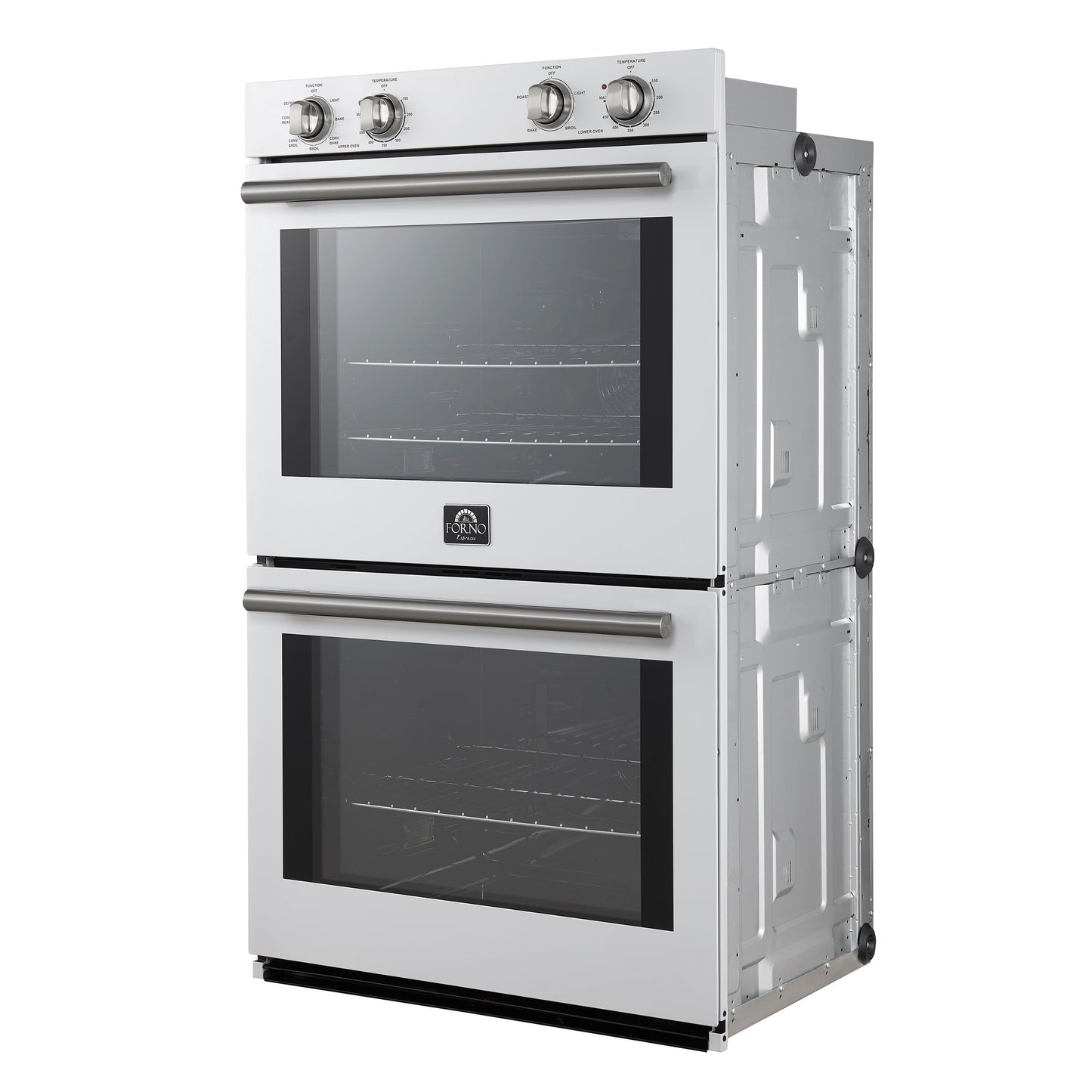 FORNO Espresso Vomero 30-Inch Electric Double Wall Oven, 10.0 cu. ft., White with Stainless Steel Accents (FBOEL1324-30WHT)