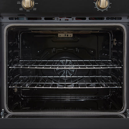 Forno Espresso Vomero 30-Inch Electric Single Wall Oven, 5.0 cu. ft., Black with Antique Brass Accents (Model FBOEL1370-30BLK)