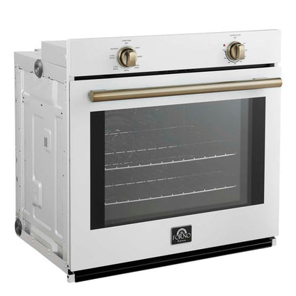 Forno Espresso Vomero 30-Inch Electric Single Wall Oven, 5.0 cu. ft., White with Antique Brass Accents (Model FBOEL1370-30WHT)