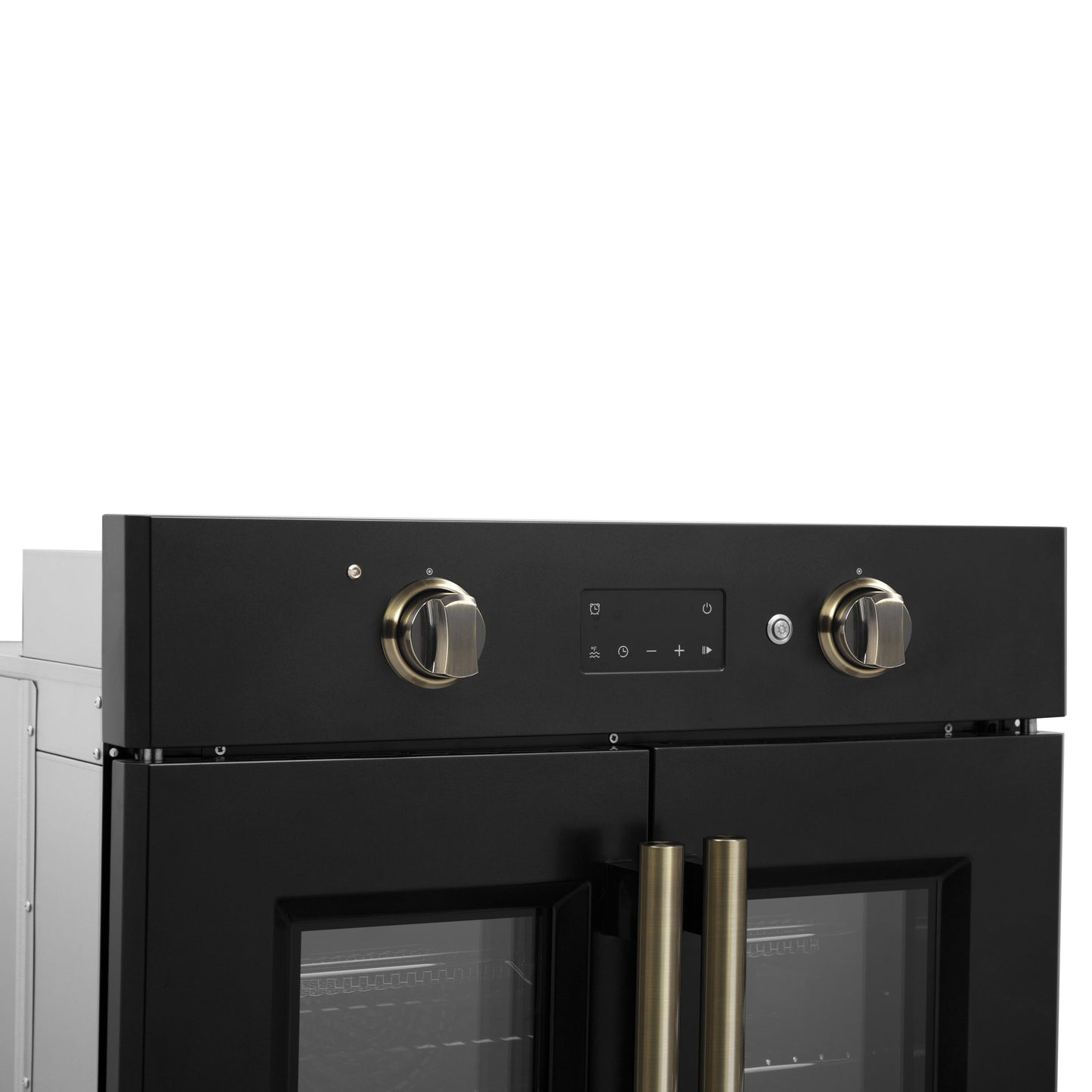 FORNO Asti 30-Inch French Door Electric Wall Oven, 3.58 Cu. Ft., Air Fry, Self-Clean, Sous Vide, Black with Antique Brass Accents (FBOEL1333-30BLK)