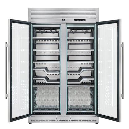 FORNO Abruzzo 48-Inch Dual Zone Wine Cooler, 24 cu.ft., 102-Bottle Capacity, Stainless Trim Shelves (Model FWCDR6611-48S)