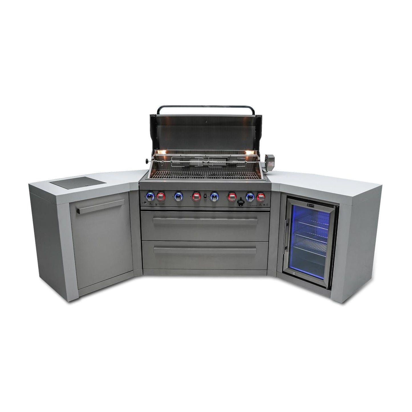 Mont Alpi 805 Deluxe Island Grill with 45 Degree Corners and Fridge Cabinet, MAi805-D45FC