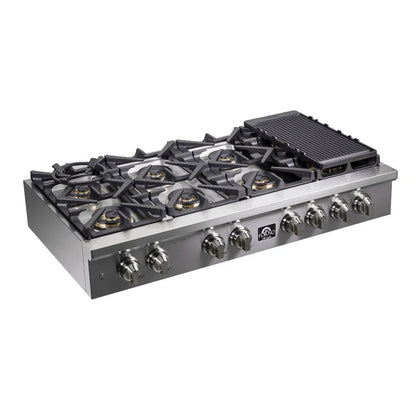 Forno Spezia 48-Inch 8-Burner Gas Rangetop with Griddle and Wok Ring, Stainless Steel (FCTGS5751-48)
