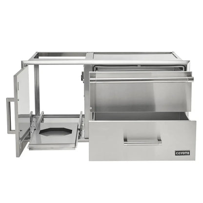Coyote 42" Access Door With Storage & Warming Drawer Combo