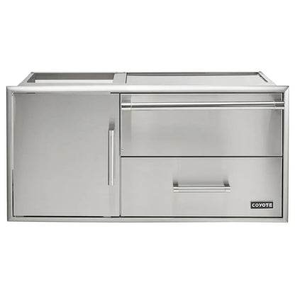 Coyote 42" Access Door With Storage & Warming Drawer Combo