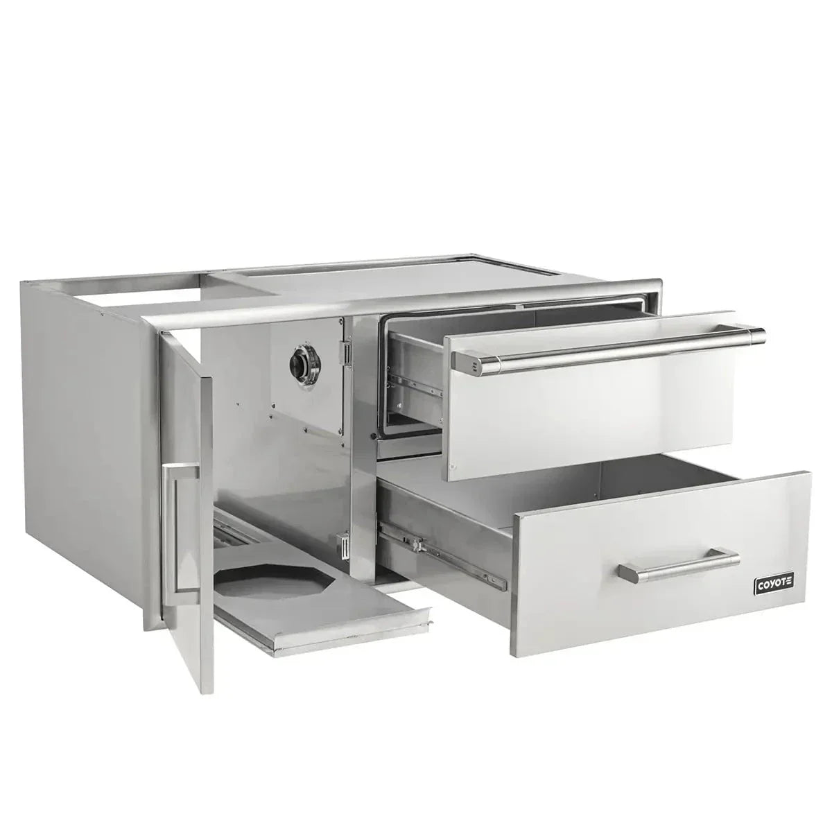 Coyote 42" Access Door With Storage & Warming Drawer Combo
