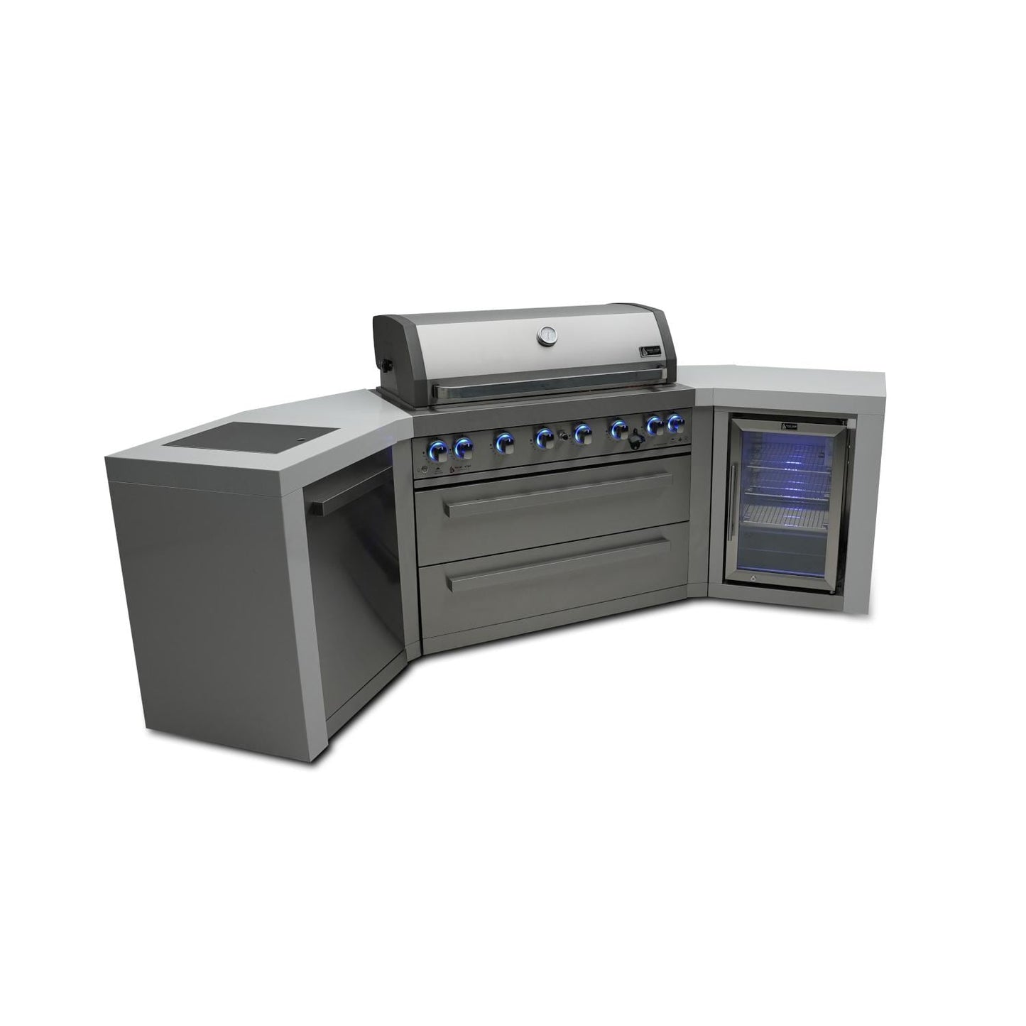 Mont Alpi 805 Deluxe Island Grill with Beverage Center and Fridge Cabinet, MAi805-DBEVFC