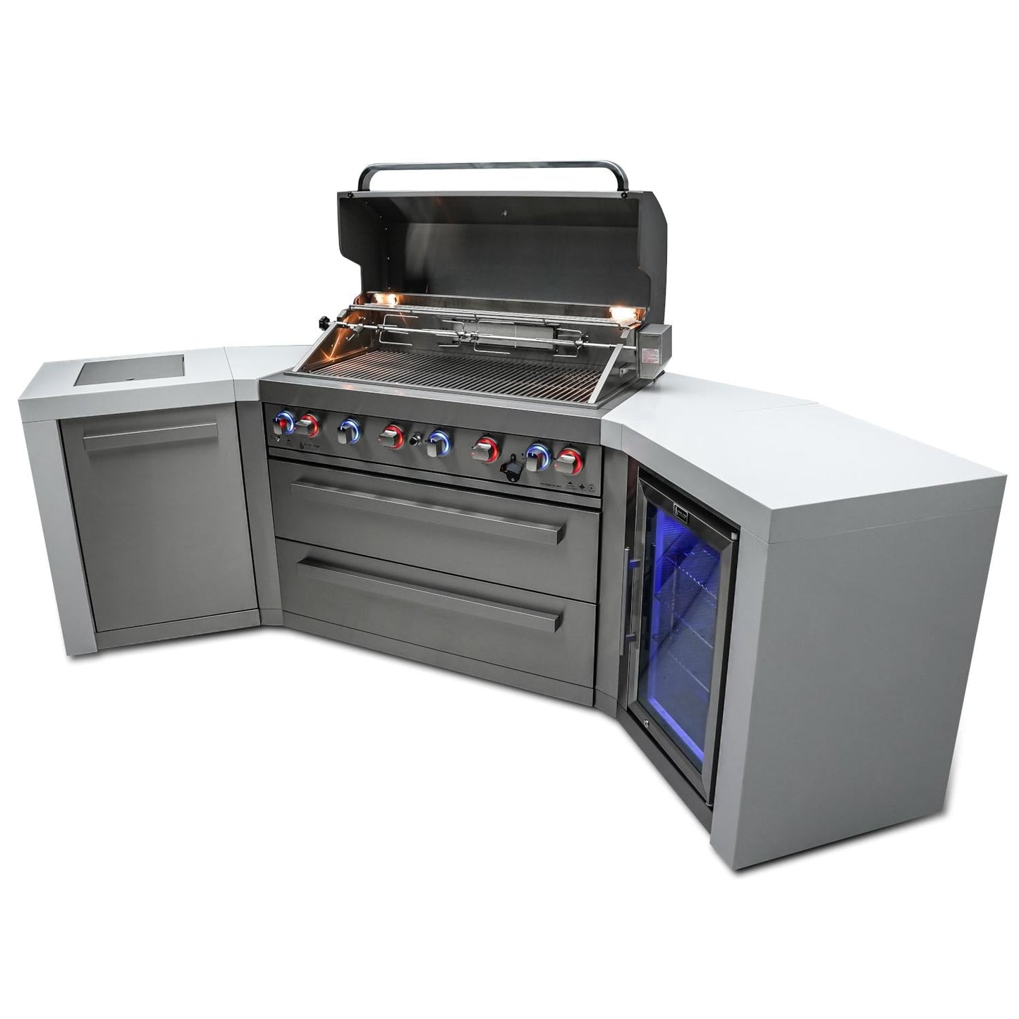Mont Alpi 805 Deluxe Island Grill with Beverage Center and Fridge Cabinet, MAi805-DBEVFC