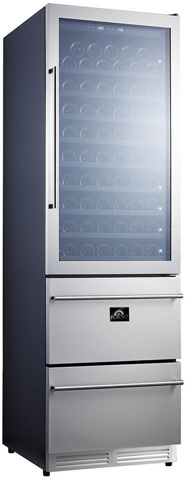 FORNO Appliance Package - 36 Inch Gas Range, Wall Mount Range Hood, Refrigerator, Microwave Drawer, Dishwasher, Wine Cooler, AP-FFSGS6244-36-W-9