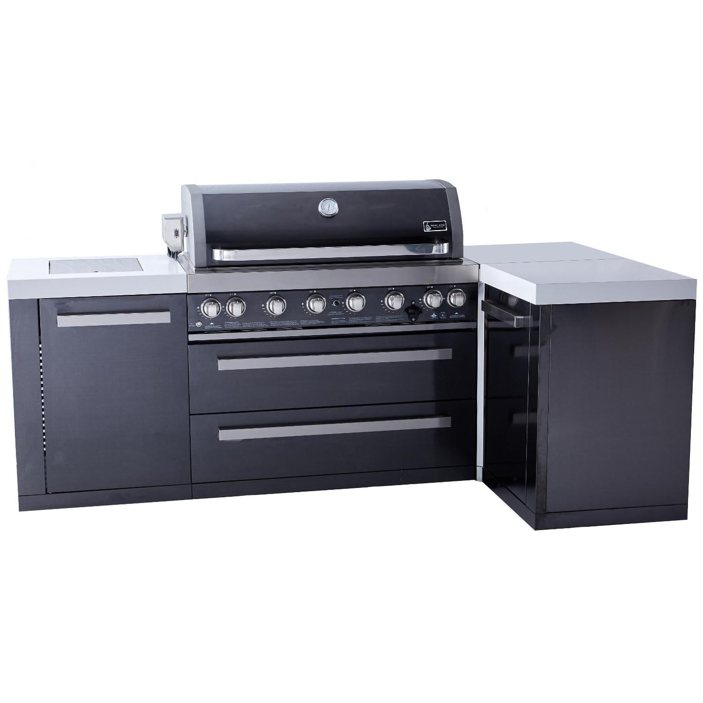 Mont Alpi 805 Black Stainless Steel Island Grill with 90 Degree Corner, MAi805-BSS90C