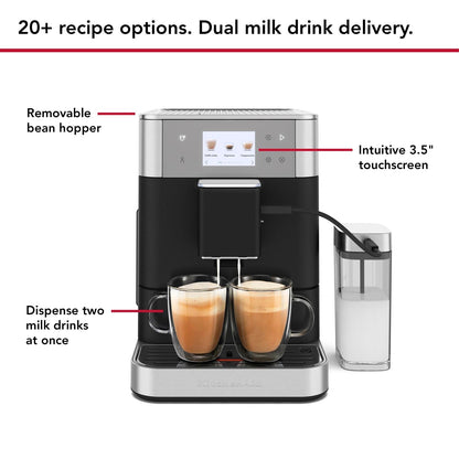 KitchenAid Fully Automatic Espresso Machine KF7 with Milk Container in Cast Iron Black (KES8557BK)