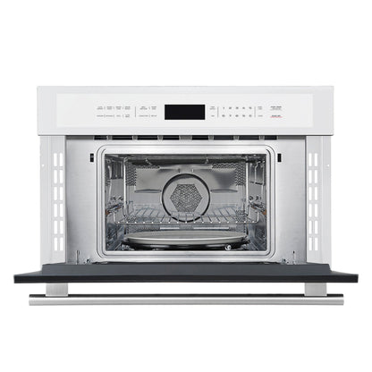FORNO Oliena 30-Inch Built-In Microwave Oven, 1.6 Cu. Ft., White with Stainless Steel Handles (Model FMWDR3093-30WHT)