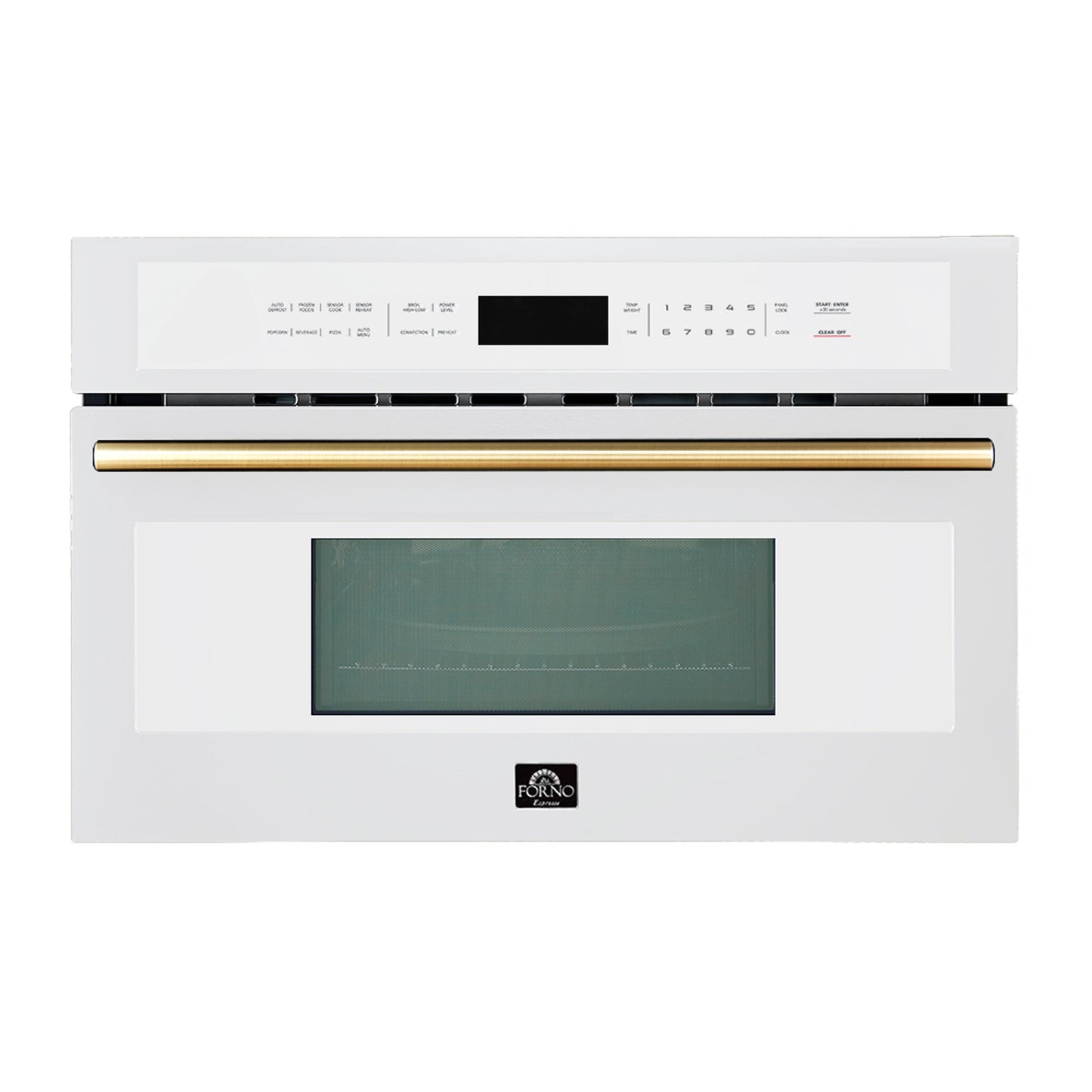 FORNO Oliena 30-Inch Built-In Microwave Oven, 1.6 cu. ft., White with Antique Brass Handle, Model FMWDR3093-30WHT