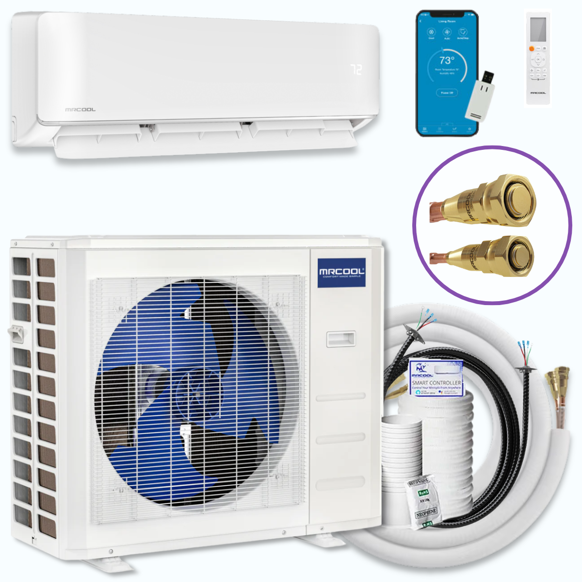 MRCOOL DIY® 5th Gen EasyPro® 18,000 BTU Single Zone Mini Split Complete System 230V with 11.5 ft. DIY Quick Connect Line Set, EZPRO-18-HP-23011DE-O