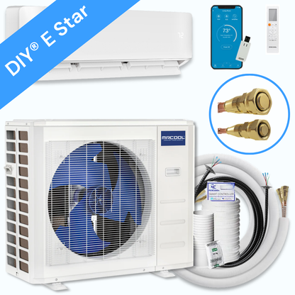 MRCOOL DIY® 5th Gen E Star 18,000 BTU Single Zone Mini Split Complete System 230V with 25 ft. DIY Quick Connect Line Set and DIYPRO Cable, DIY-18-HP-WM-230D25-O