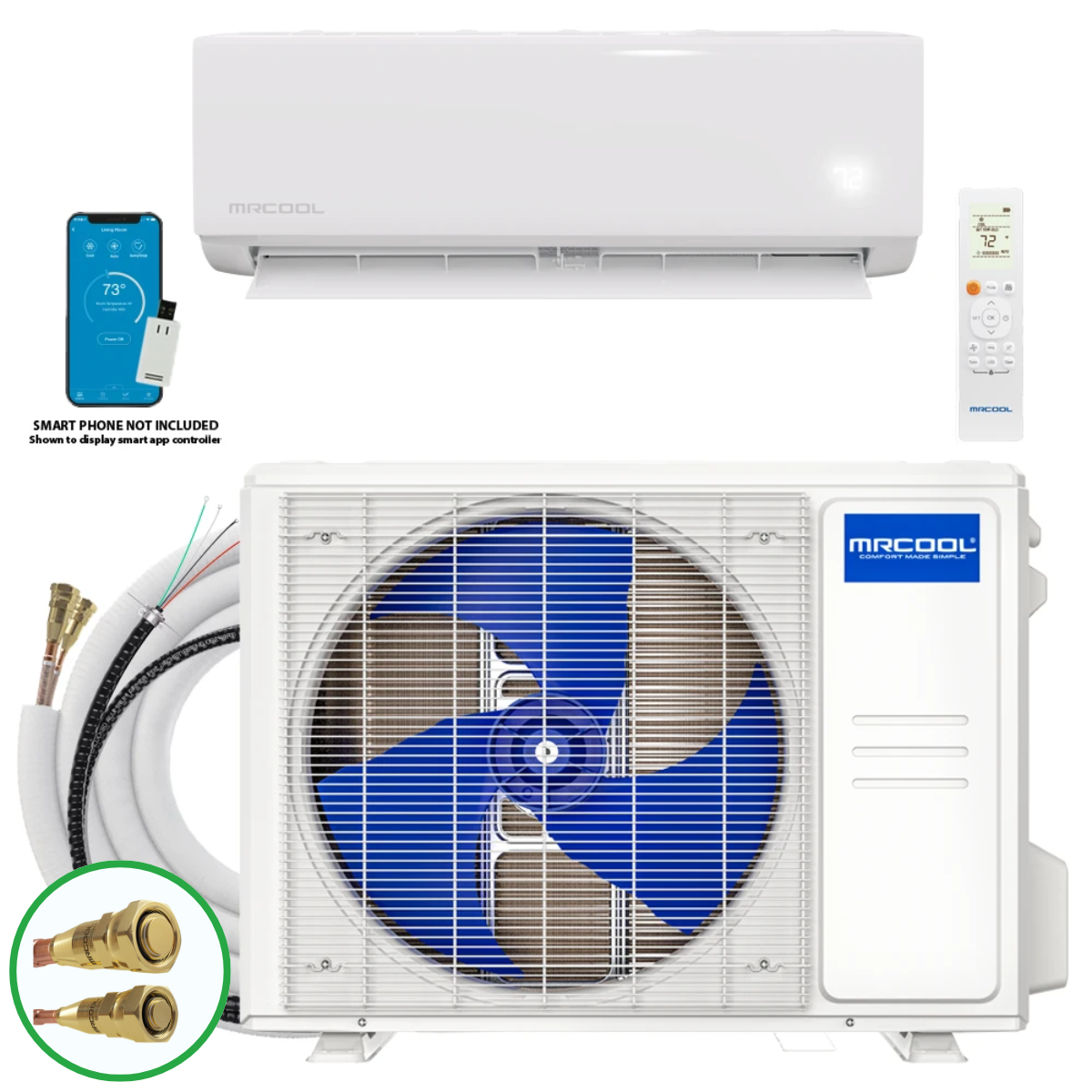 MRCOOL DIY® Select 12,000 BTU Single Zone Mini Split System 115V with 11.5 ft. DIY Quick Connect Line Set, DIYS-12-HP-115A11-O