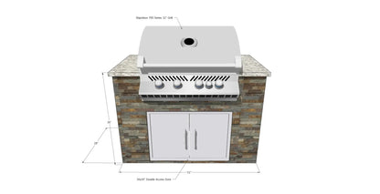 Napoleon BIG32RB Gas BBQ Grill Island with 30x19 Double Access Doors
