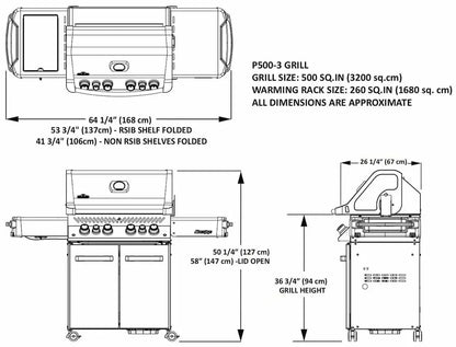 Napoleon Grills Prestige 500 Gas BBQ Grill with Infrared Side and Rear Burners, Stainless Steel
