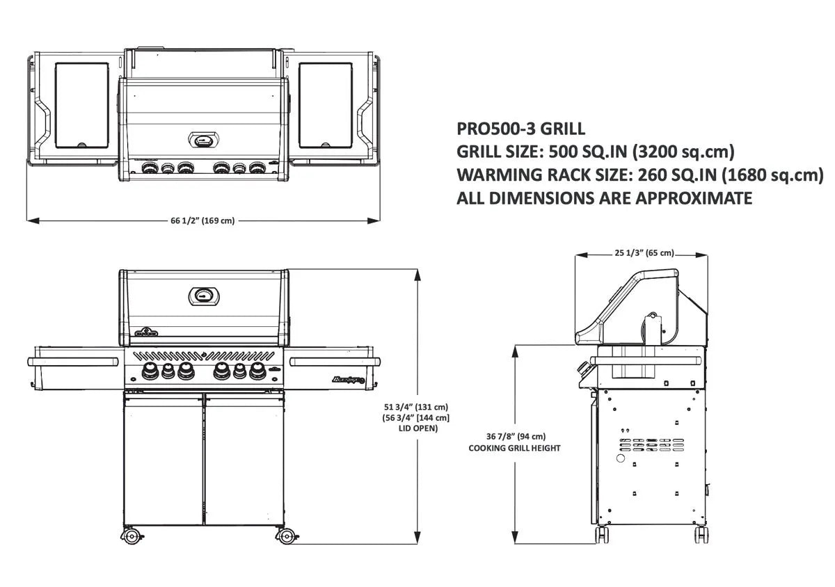 Napoleon Grills Prestige PRO 500 Gas BBQ Grill with Infrared Side & Rear Burners, Stainless Steel