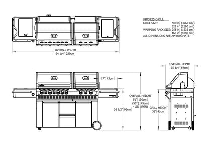 Napoleon Grills Prestige PRO 825 Gas BBQ Grill with Infrared Rear and Side Burners, PRO825RSBI-3